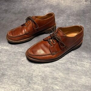 VIntage Brown Leather Moccasin Loafer Style Lace Up Dress Shoes Vibram Sole 9 D
